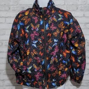 Evr Vtg 90s Butterfly Windbreaker Zipper Jacket Medium